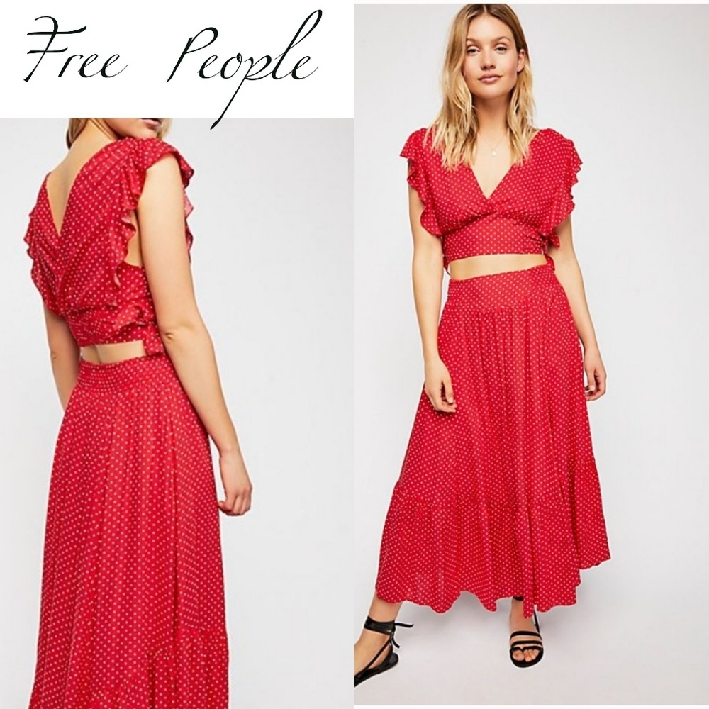 Free People Polka Dot Skirt Set